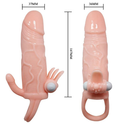 DANCE - BRAVE MAN PENIS SLEEVE ANAL AND CLITORIS VIBRATOR 16.5 CM NATURAL