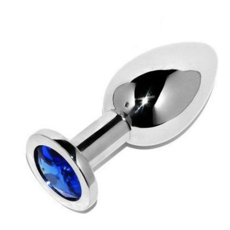 METAL HARD Plug Anal Diamante Azul Pequeño – Acero Hipoalergénico Sumergible Para Ducha o Spa