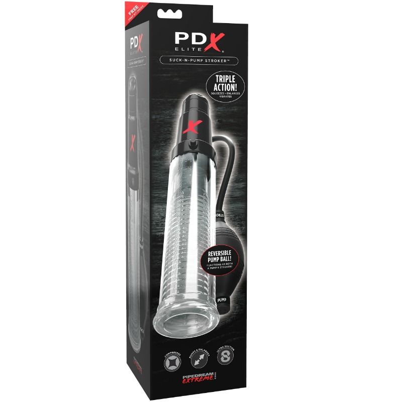 PDX Elite Suck N Pump Stroker – Pompa di aspirazione con modalità personalizzabile per un piacere intensificato