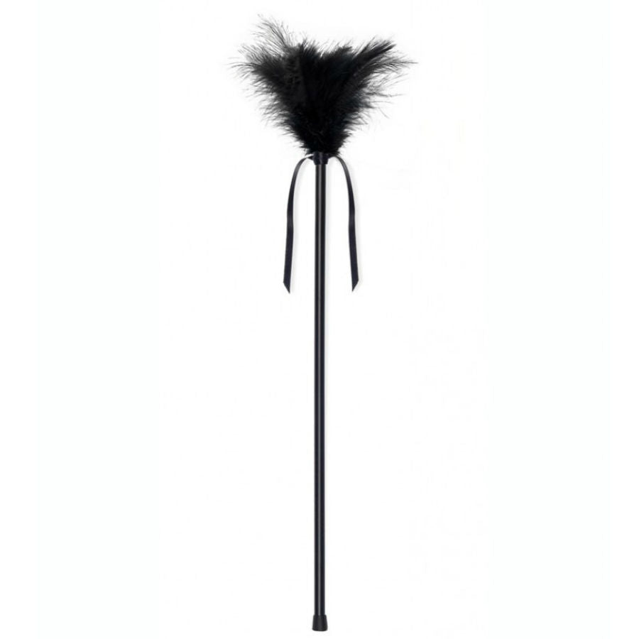 SECRETPLAY Plumero De Plumas Negro 40 CM – Accesorio Para Masajes Sensuales Con Control Delicado