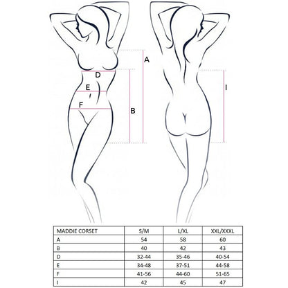 PASSION Corsetto Maddie Donna Nero Taglia L/XL – Corsetto Elegante dal Design Sofisticato