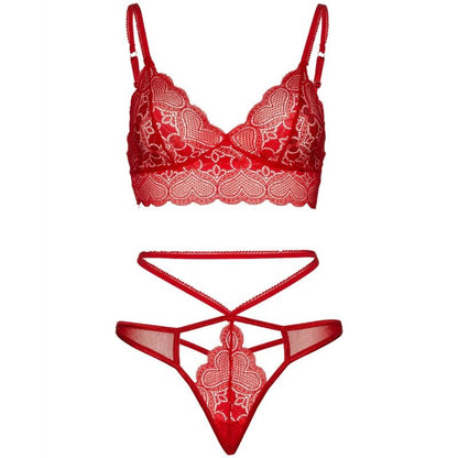 LEG AVENUE - 2-PIECE SET WITH DOUBLE STRAP THONG M/L RED