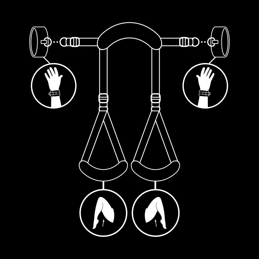 SUBMISSIVE FETISH - OPEN LEGS POSITION WITH NOPRENE-LINED HANDCUFFS