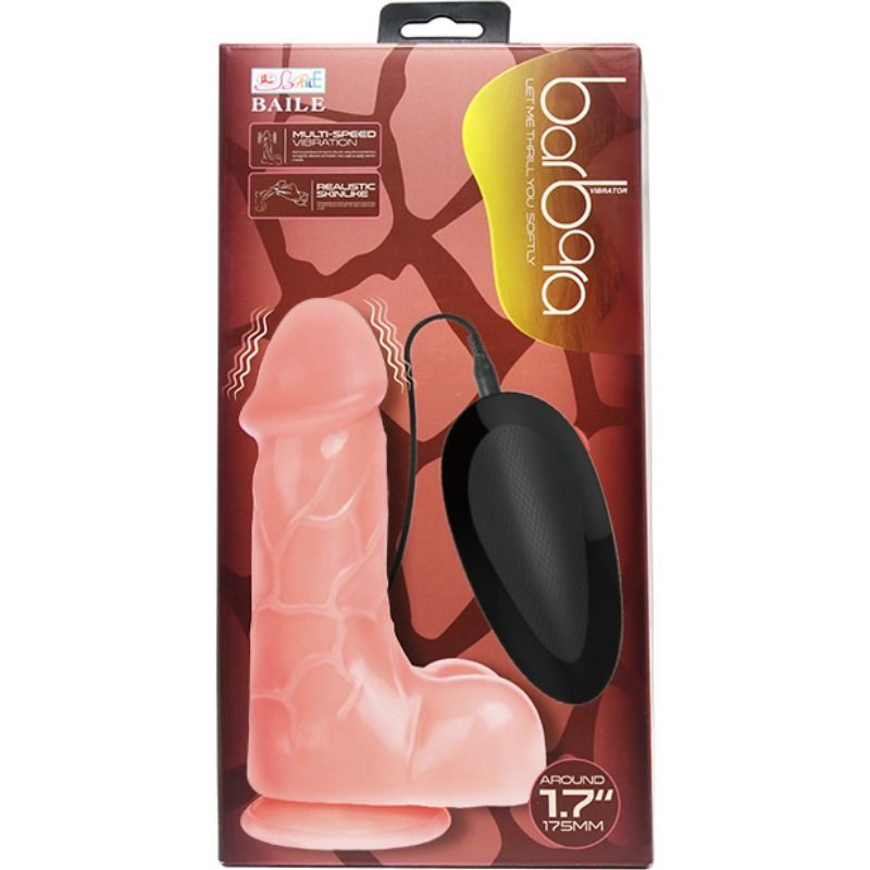 BAILE Vibrador Realista Barbara Natural 21 Cm – Dildo Con Ventosa Para Uso Manos Libres
