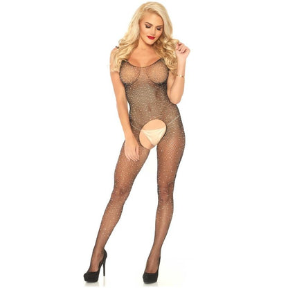 Comprar LEG AVENUE Bodystocking Con Abertura Y Brillantes – Diseño Elegante Con Detalles Brillantes Para Un Look Sofisticado-Noxtic