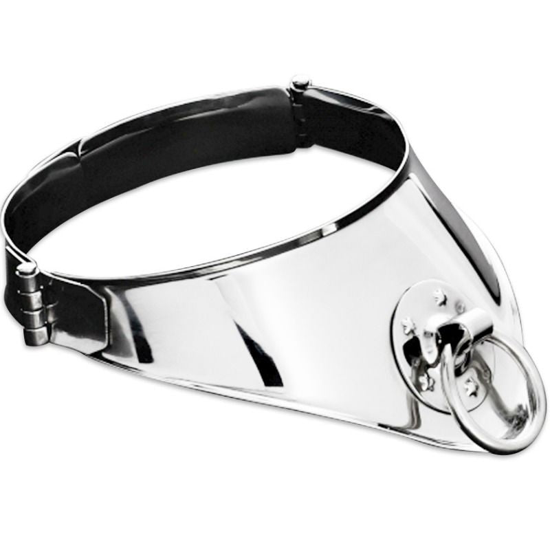 Comprar METAL HARD Collar Restricción Con Anilla Y Candado 12.5 CM – Diseño Elegante En Acero Inoxidable Para Placer Sensual-Noxtic