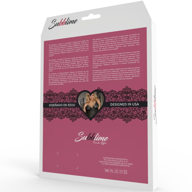 Comprar SUBBLIME Teddy Y Antifaz Negro Talla Grande – Lencería Elegante Para Sensación Seductora-Noxtic