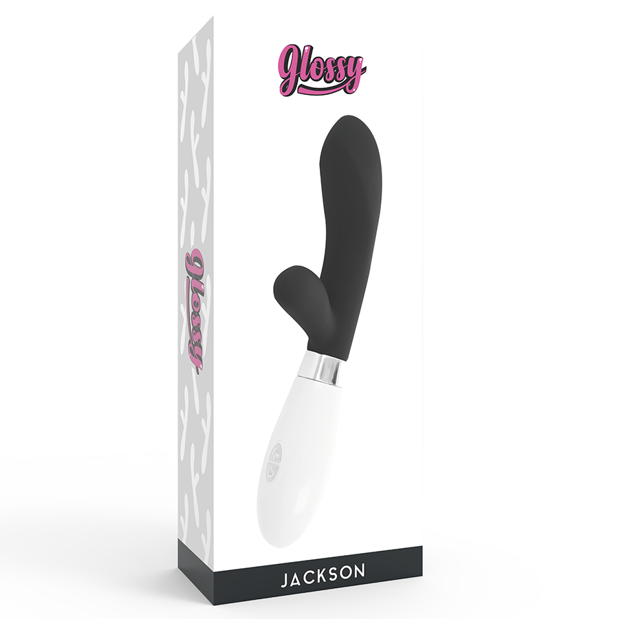 GLOSSY Jackson Rabbit Nero – Massaggiatore ergonomico con motore potente per un piacere intenso