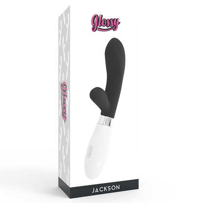 GLOSSY Jackson Rabbit Nero – Massaggiatore ergonomico con motore potente per un piacere intenso
