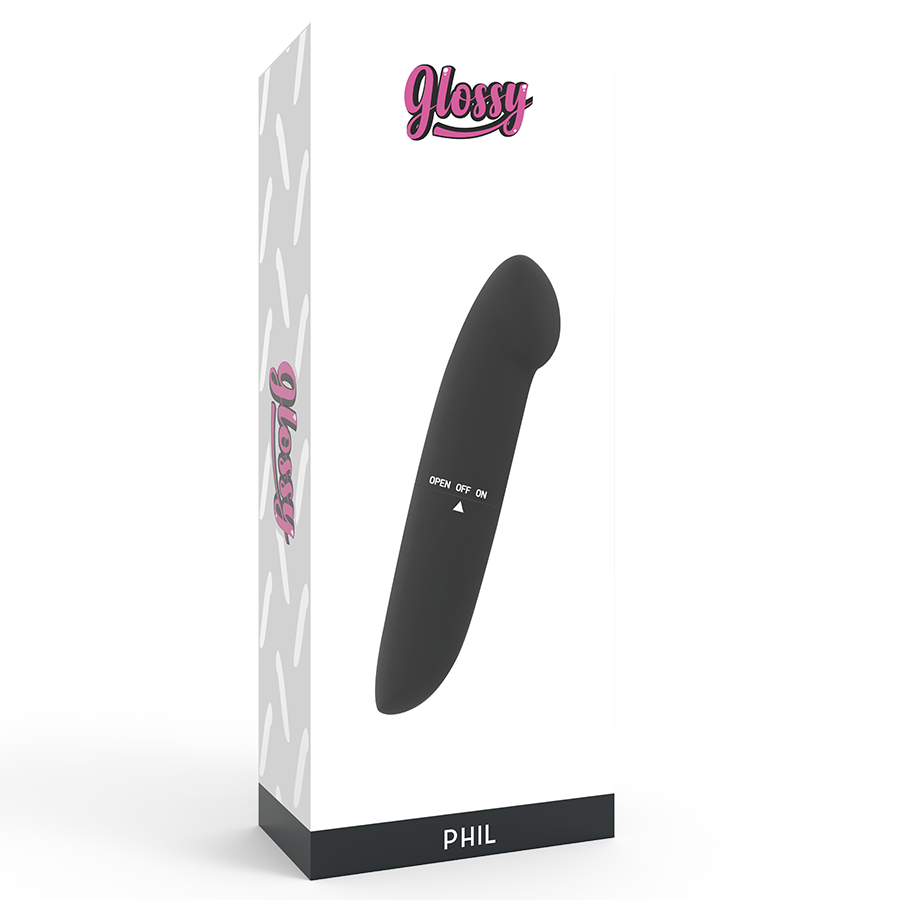 GLOSSY Vibrador PHIL Negro – Vibrador De Viaje Con Potentes Vibraciones Duales