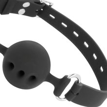 Comprar DARKNESS Mordaza Transpirable Silicona Negra – Diseño Ajustable Con Correas De Cuero Elegantes-Noxtic