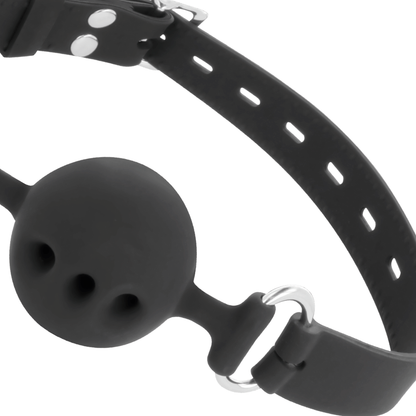 Comprar DARKNESS Mordaza Transpirable Silicona Negra – Diseño Ajustable Con Correas De Cuero Elegantes-Noxtic