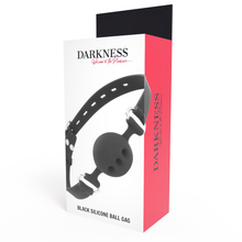 DARKNESS Bavaglio in silicone nero traspirante – Design regolabile con eleganti cinturini in pelle
