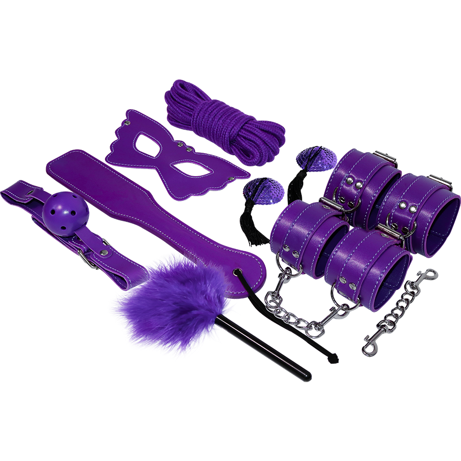 Prova il kit fetish BDSM Purple Series: kit bondage per esplorare il piacere con un design elegante