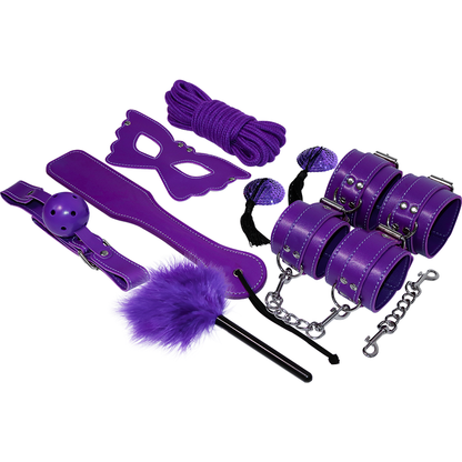 Prova il kit fetish BDSM Purple Series: kit bondage per esplorare il piacere con un design elegante