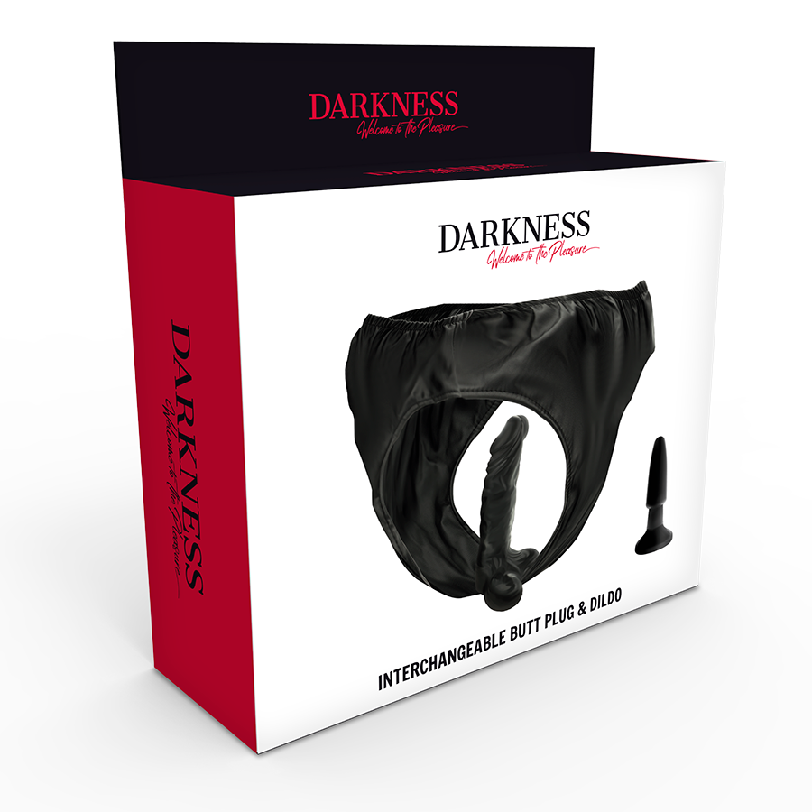 DARKNESS - PANTIES WITH INTERCHANGEABLE PLUG AND DILDO