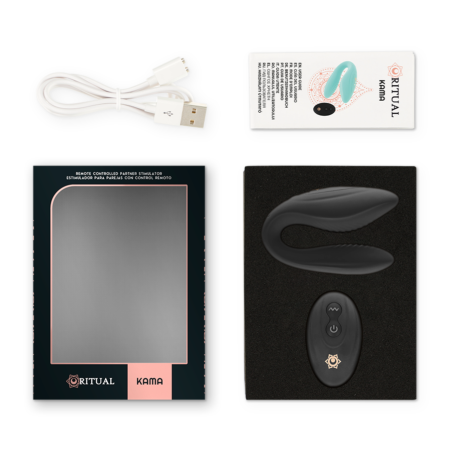 RITHUAL Kama Control Remoto Para Parejas Azabache – Control Remoto Con Diseño Ergonómico Para Experiencias Únicas