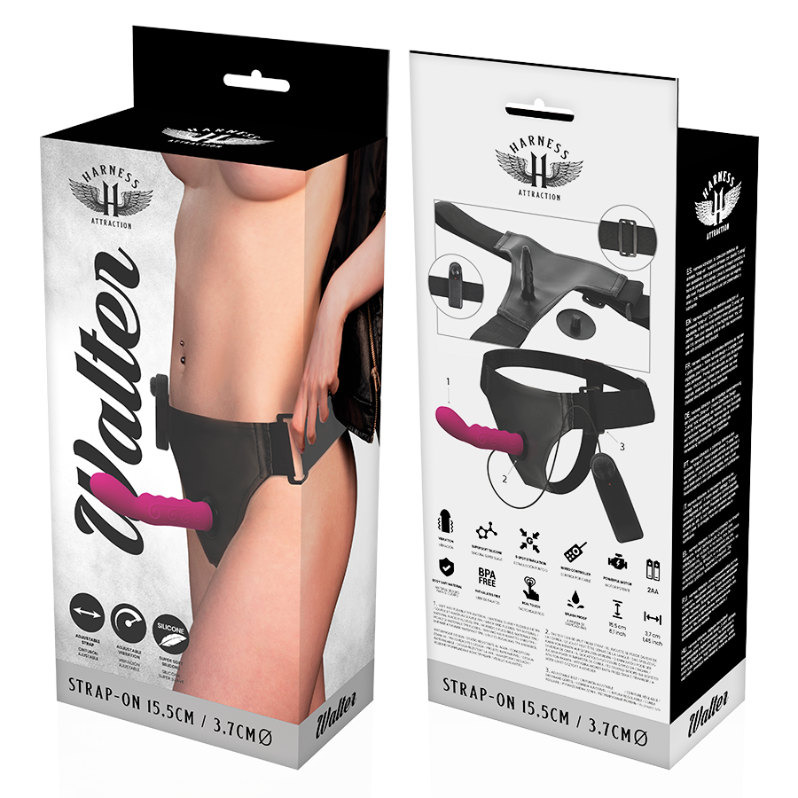 HARNESS ATTRACTION - ARNÉS WALTER CON VIBRACIÓN 15.5 CM -O- 3.7 CM-HARNESS ATTRACTION-Noxtic