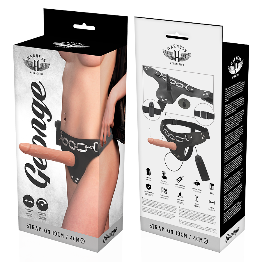 HARNESS ATTRACTION - GEORGE REALISTIC VIBRATING HARNESS 19 CM -OR- 4 CM