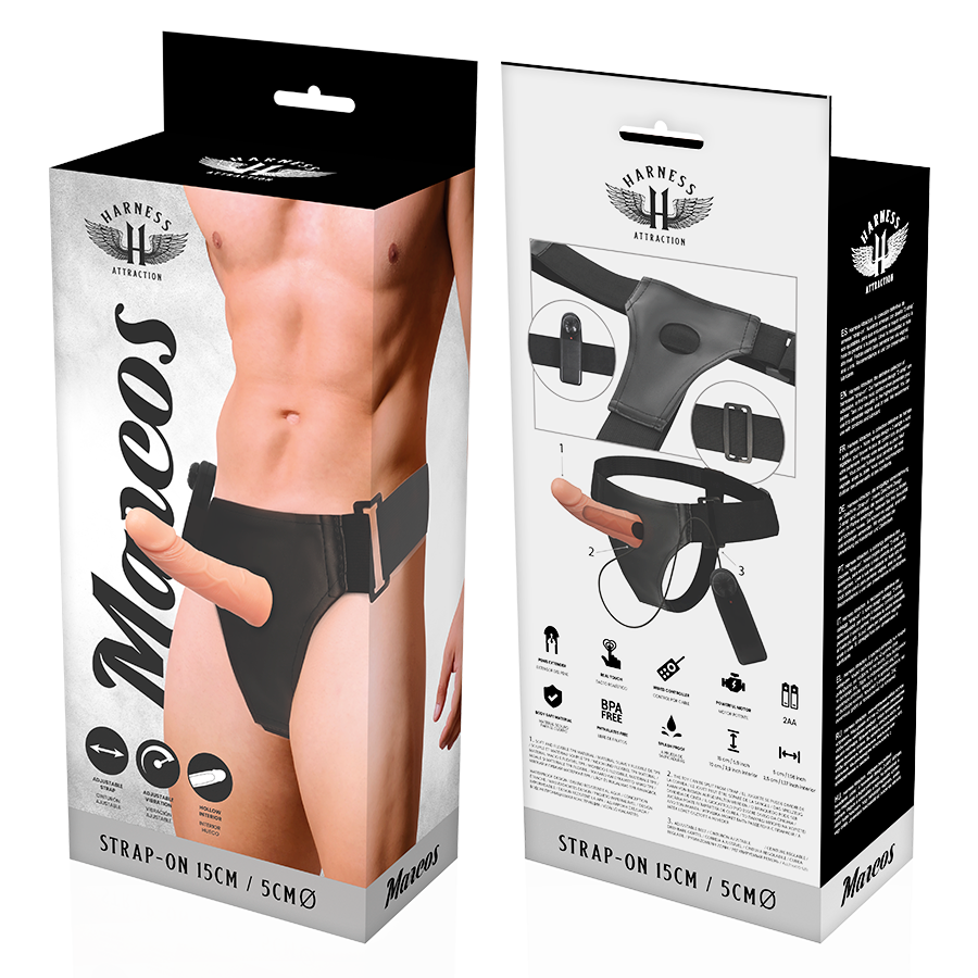 HARNESS ATTRACTION - ARNÉS HUECO MARCOS CON VIBRADOR 15 CM -O- 5 CM-HARNESS ATTRACTION-Noxtic