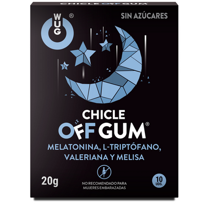 WUG GUM Off Chicle Valeriana Triptófano Melisa Y Melatonina – Chicle Relaxante Para Mejorar El Sueño