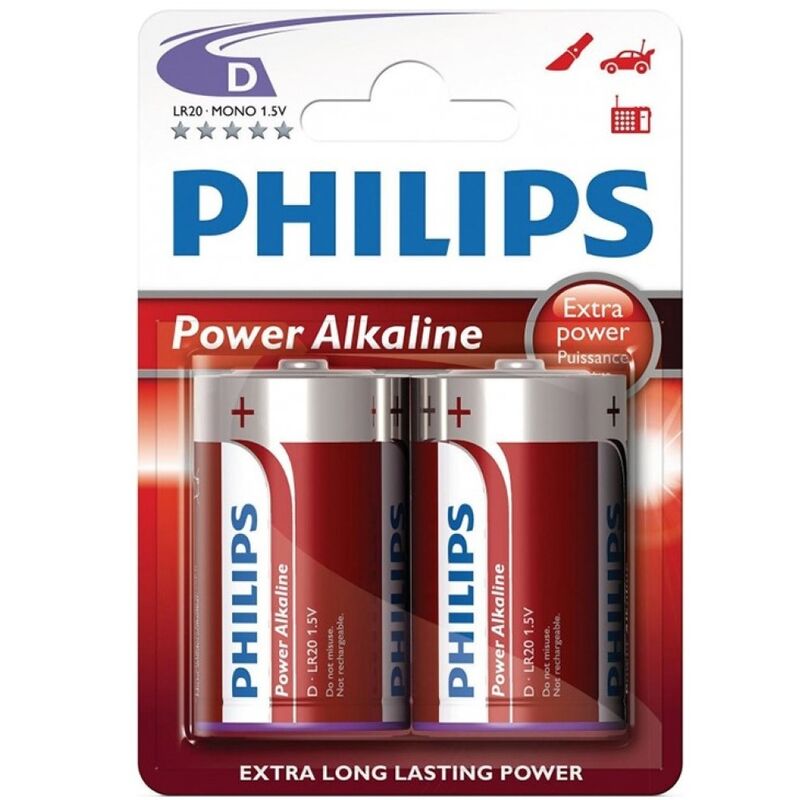 PHILIPS - POWER ALKALINE PILA D LR20 BLISTER*2-PHILLIPS-Noxtic