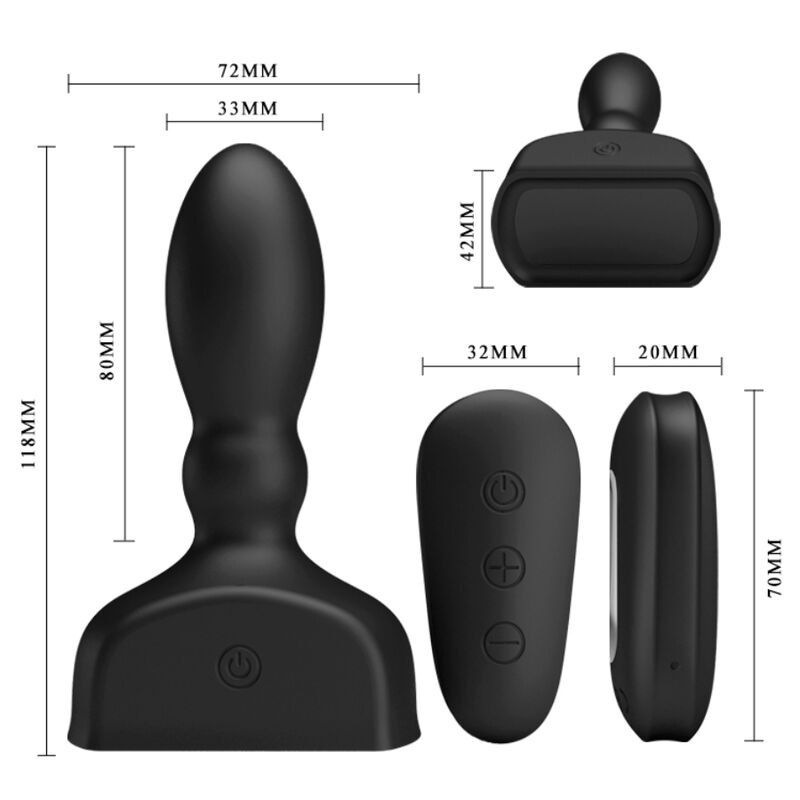 MR PLAY - BLACK INFLATABLE ANAL PLUG WITH REMOTE CONTROL