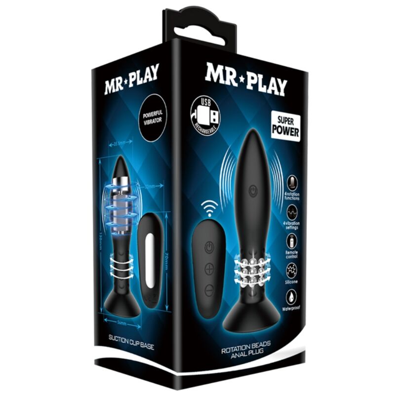 MR PLAY Plug con sfere rotanti Nero – Stimolatore telecomandato per sensazioni uniche