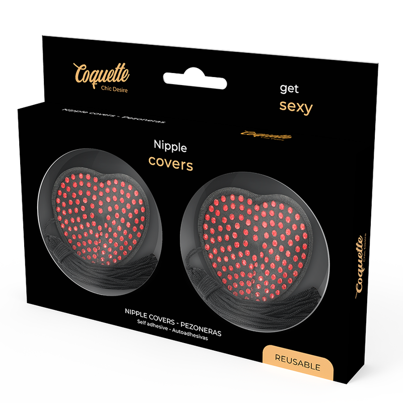 COQUETTE CHIC DESIRE - RED / BLACK NIPPLE COVERS