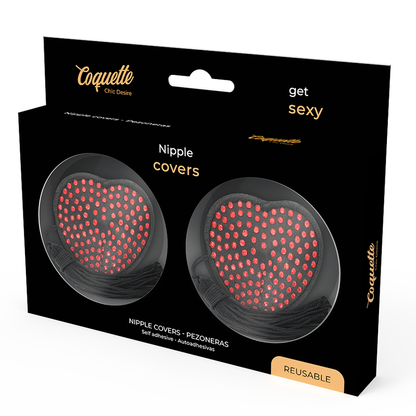 COQUETTE CHIC DESIRE - RED / BLACK NIPPLE COVERS