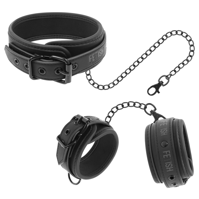 Comprar FETISH SUBMISSIVE Collar Y Esposas Cuero Vegano – Confortable Y Elegante Para Juegos De Dominación-Noxtic