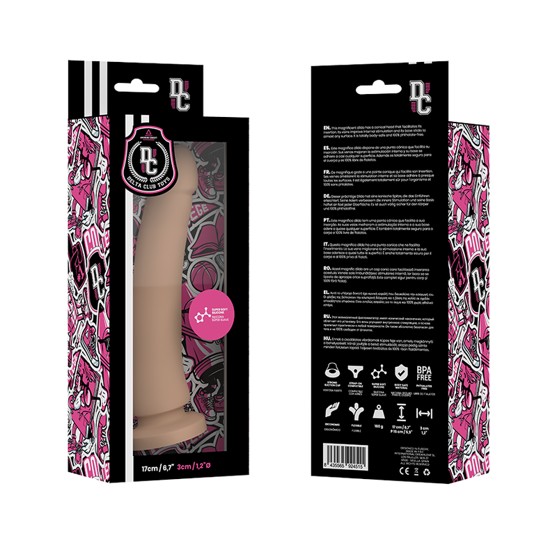 DELTA CLUB Dildo Realistico in Silicone Medico Naturale 17 cm - Materiale Sicuro per un Piacere Affidabile