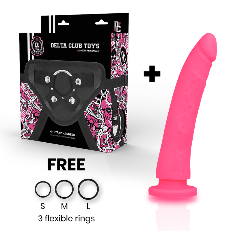 DELTA CLUB - TOYS ARNES + DILDO ROSA SILICONA MEDICA 17 CM -O- 3 CM-DELTACLUB-Noxtic