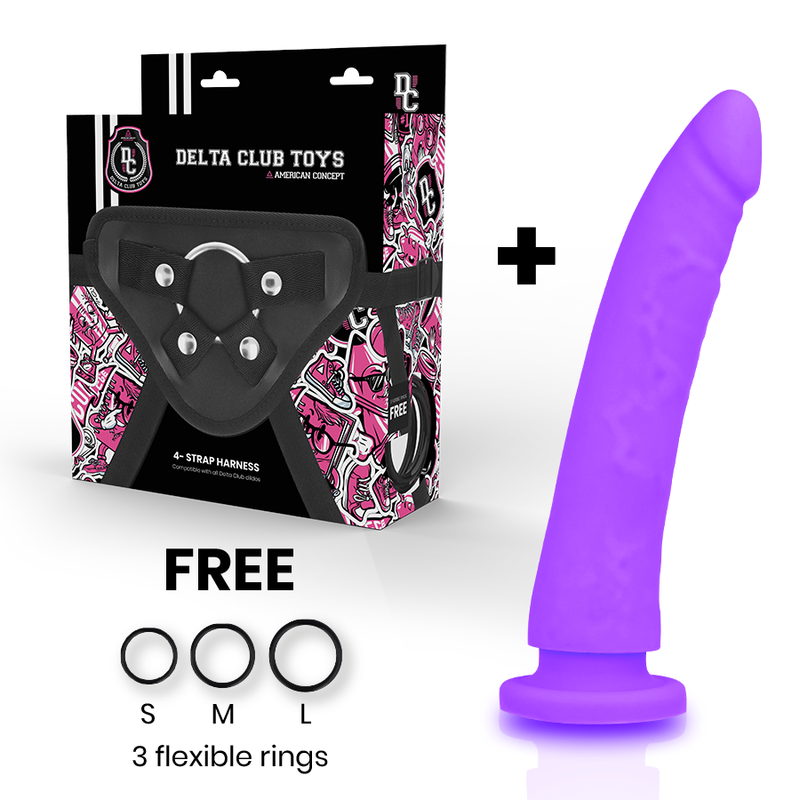 DELTA CLUB - TOYS ARNES + DILDO LILA SILICONA MEDICA 20 CM -O- 4 CM-DELTACLUB-Noxtic