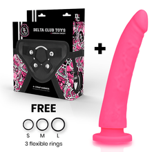 Imbragatura DELTA CLUB con dildo rosa, silicone medico, 23 cm – Materiale ipoallergenico per comfort e sicurezza