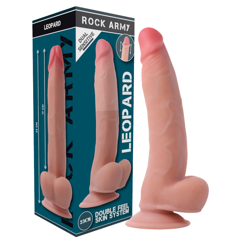 ROCKARMY - ARNÉS + DUAL DENSITY LEOPARD DILDO REALISTA 23 CM -O- 4.77 CM-ROCK ARMY-Noxtic