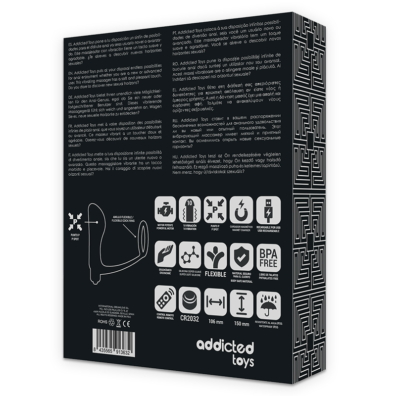 ADDICTED TOYS Anilla Pene Con Plug Anal – Diseño Recargable Con Control Remoto Para Estimulación Sensacional